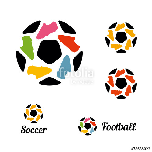 500x500 Hand Drawn Logo Soccer Ball Football Boots Stock Image