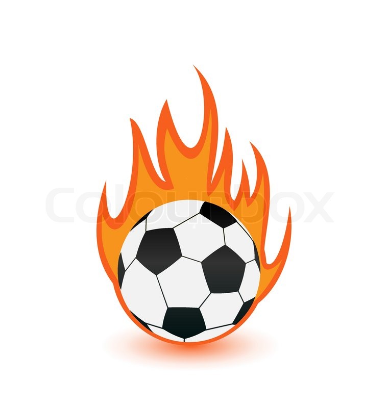 760x800 Football Ball In Fire Flames Stock Vector Colourbox