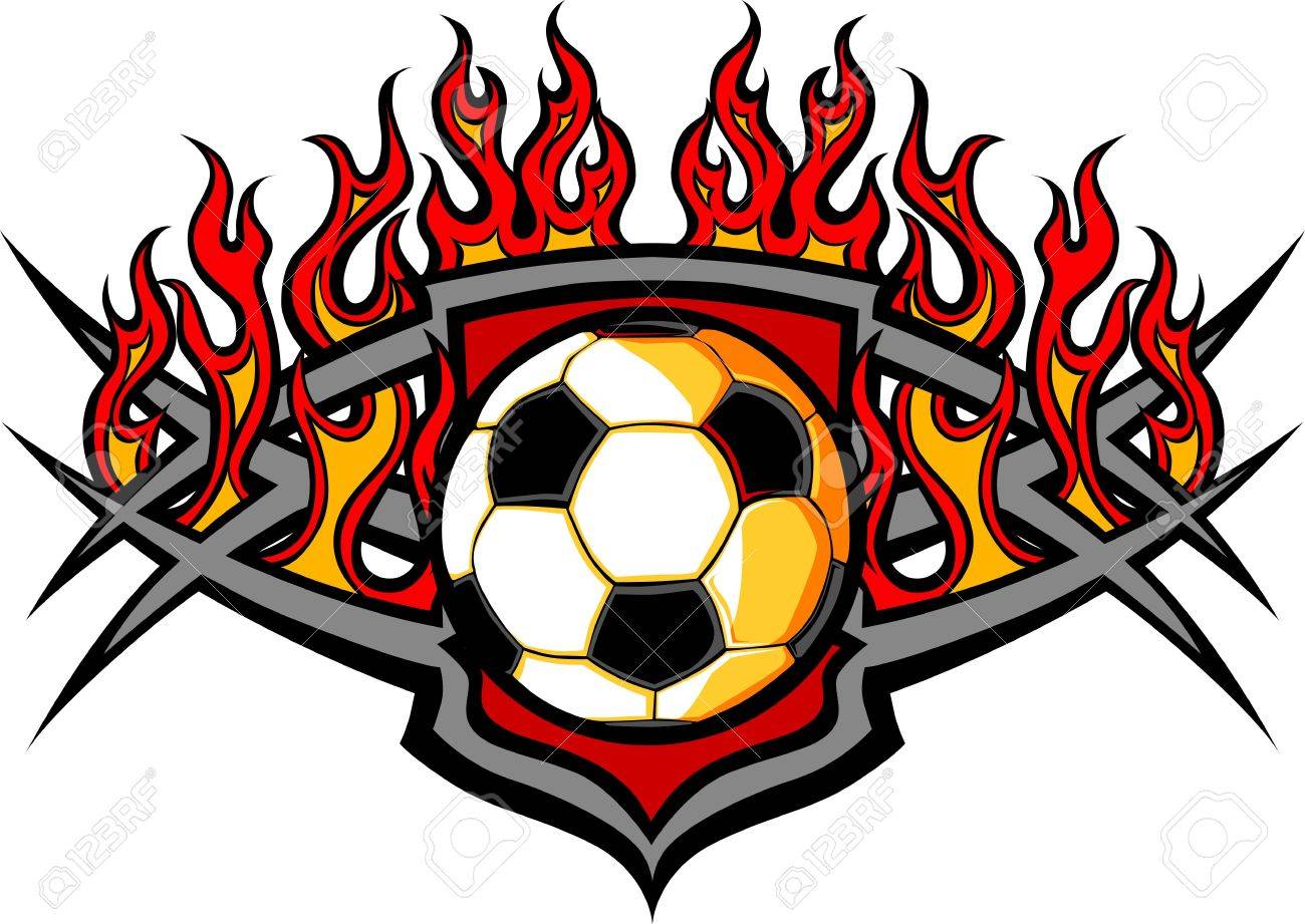 1300x921 Graphic Soccer Ball Image Template With Flames Royalty Free
