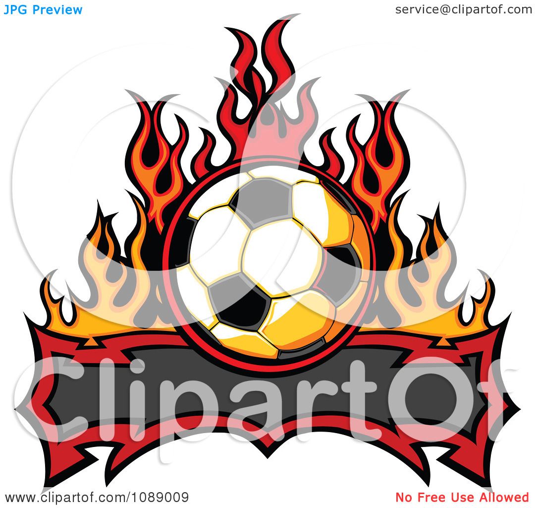 1080x1024 Clipart Tribal Banner With A Soccer Ball And Flames