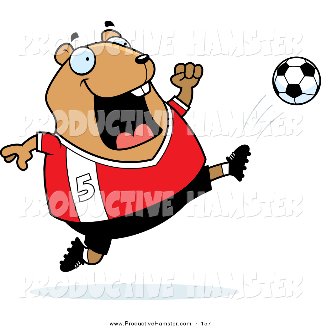 1024x1044 Clip Art Of A Cartoon Chubby Hamster Athlete Kicking A Soccer Ball