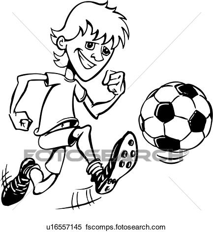 433x470 Clipart Of Illustration, Lineart, Soccer, Player, Sport, Sports