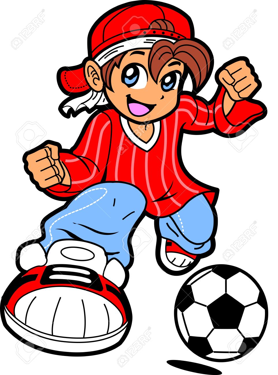 964x1300 Happy Young Man Boy Soccer Player In Anime Manga Cartoon Style