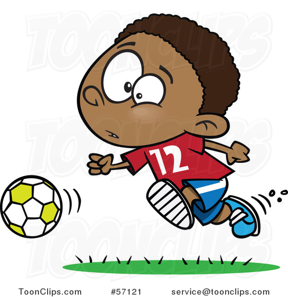 581x600 Cartoon Black Boy Playing Soccer