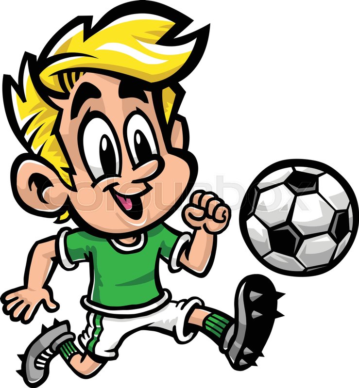 739x800 Cartoon Boy Kid Playing Football Or Soccer In A Green T Shirt