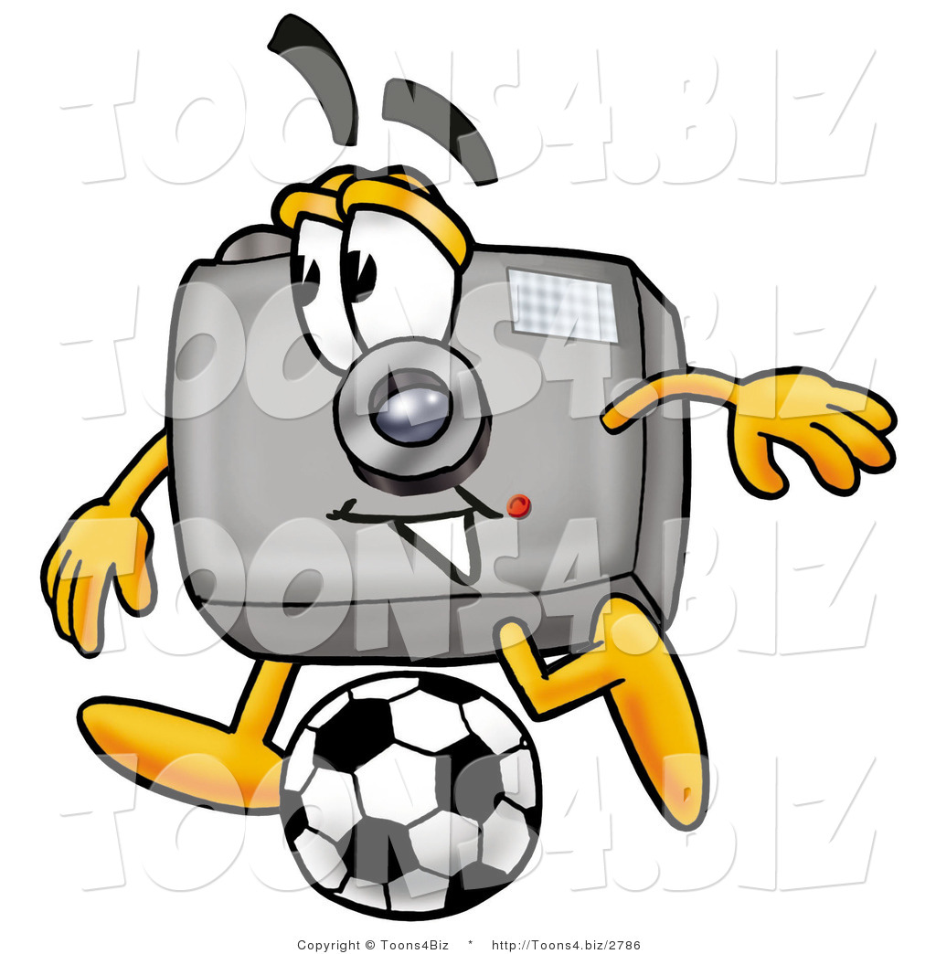 1024x1044 Illustration Of A Cartoon Camera Mascot Kicking A Soccer Ball By