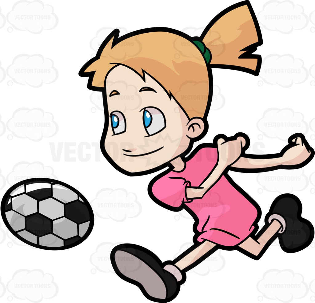 1024x984 A Young Girl Participates In A Game Of Soccer Cartoon Clipart