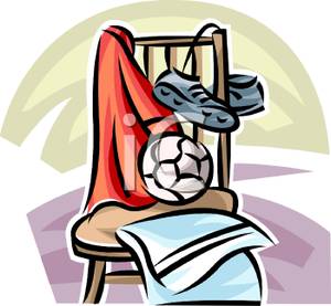 300x277 Pair Of Cleats And A Soccer Ball On A Chair