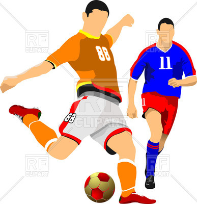 387x400 Two Soccer Players Royalty Free Vector Clip Art Image