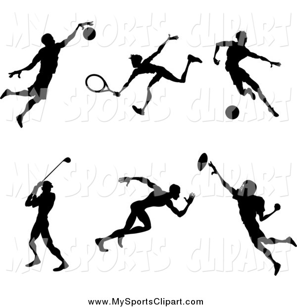 600x620 Sports Clip Art Of Silhouetted Male Athletes Playing Basketball
