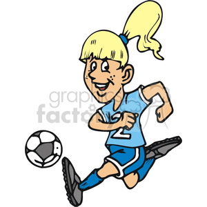 300x300 Royalty Free Blonde Hair Girl Playing Soccer. 169775 Vector Clip