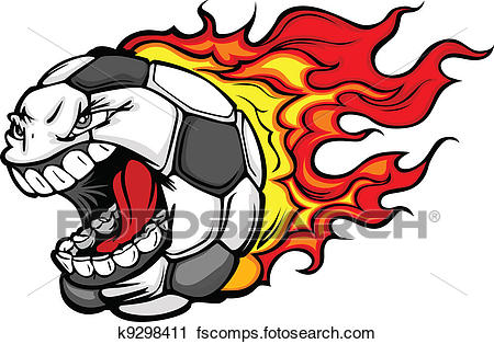 450x314 Clipart Of Flaming Soccer Ball Screaming Face Vector Cartoon
