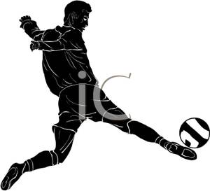 300x273 Silhouette Of A Soccer Player Kicking At The Ball