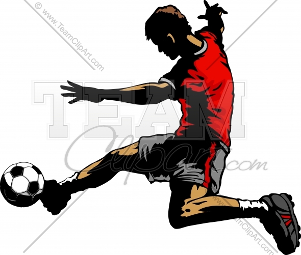 590x501 Soccer Player Kicking Ball Silhouette Vector Clipart Image