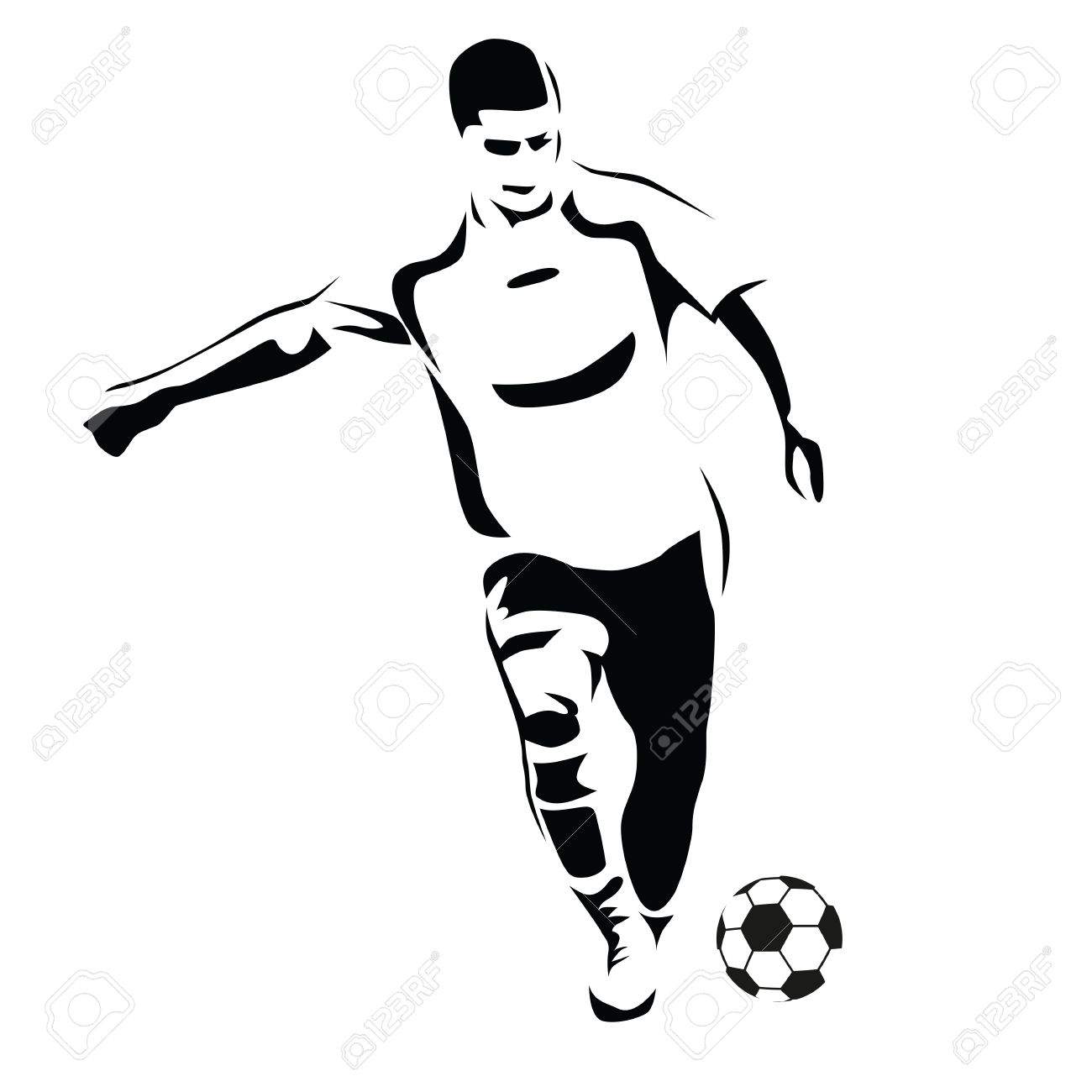 1300x1300 Soccer Player Vector Silhouette. Running Football Player. Kick