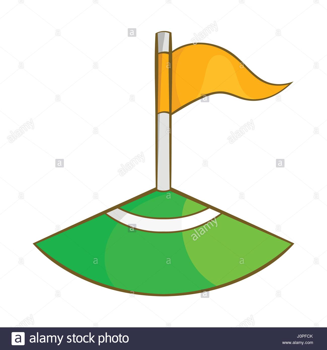 1300x1390 Corner Flag On Soccer Field Icon, Cartoon Style Stock Vector Art