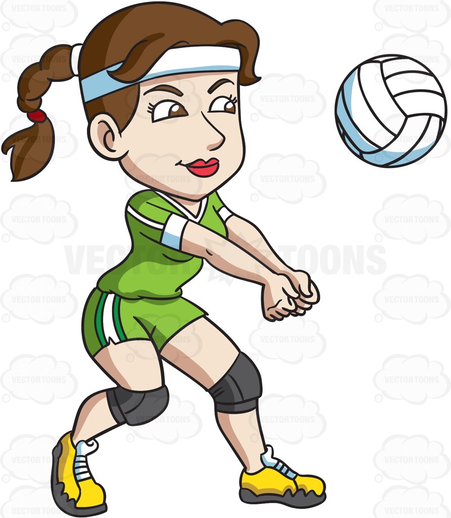 893x1024 A Female Volleyball Player Kneeling To Hit A Ball Female