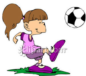 300x264 Girl Hitting Soccer Ball Clipart