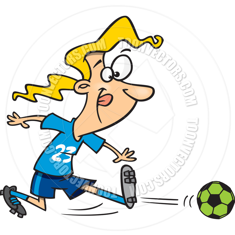 940x940 Cartoon Teen Girl Playing Soccer By Ron Leishman Toon Vectors
