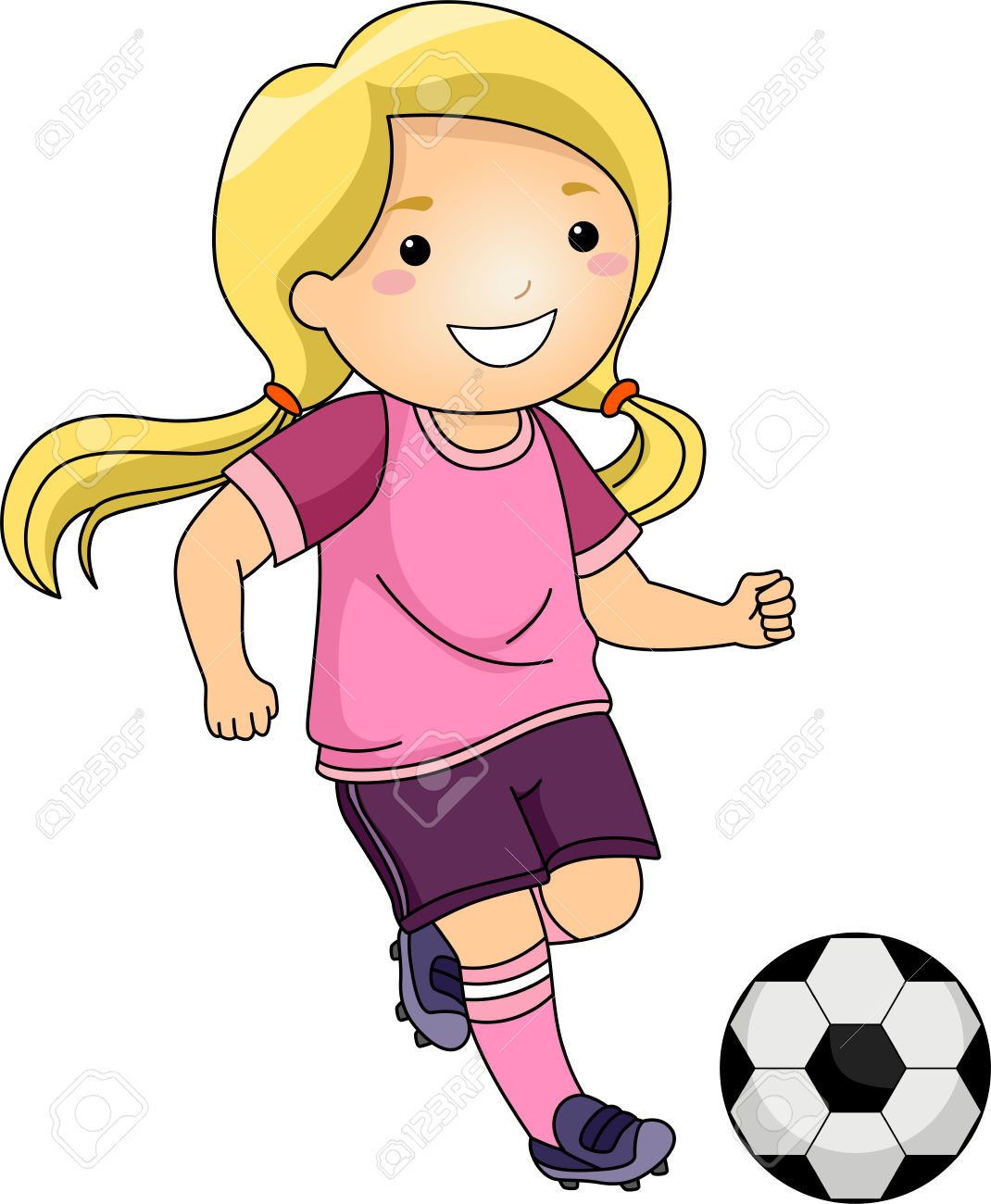 1070x1300 Little Girl Playing Soccer Clipart