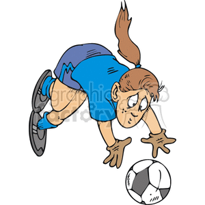 300x300 Royalty Free Girl Soccer Goalkeeper Diving For The Ball. 169799