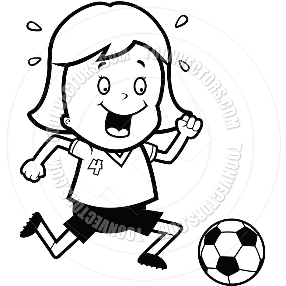 940x940 Child Playing Soccer (Black And White Line Art) By Cory Thoman