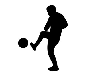 300x263 Illustration Of A Soccer Player Kicking The Ball On A White