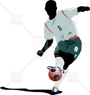 378x400 Soccer Player Silhouette Hits The Ball Royalty Free Vector Clip