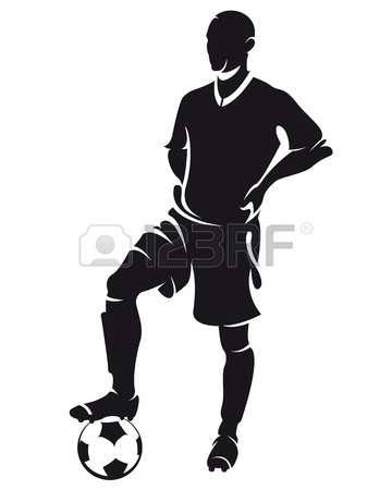 360x450 Vector Football Soccer Player Silhouette With Ball Isolated