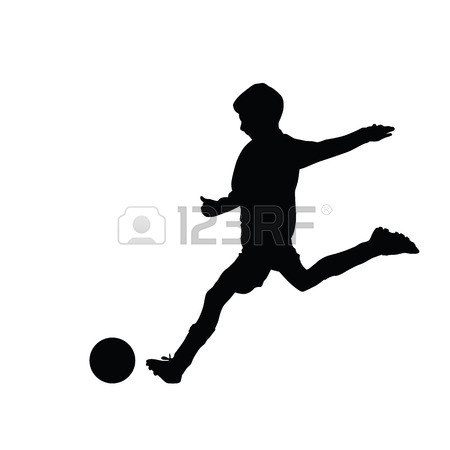 450x450 Young Soccer Player Kicking A Ball, Isolated Vector Silhouette