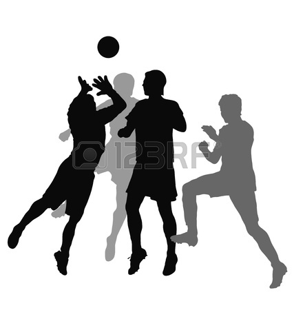 427x450 Little Soccer Players Silhouette, Vector Illustration Royalty Free
