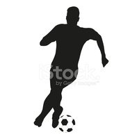 200x200 Soccer Player Vector Silhouette With Ball Stock Vectors