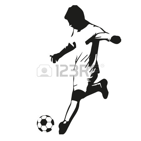 450x450 Soccer Player Vector Silhouette. Running Football Player Royalty