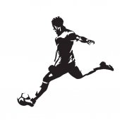 170x170 Vector Football (Soccer) Player Running Silhouette With Ball
