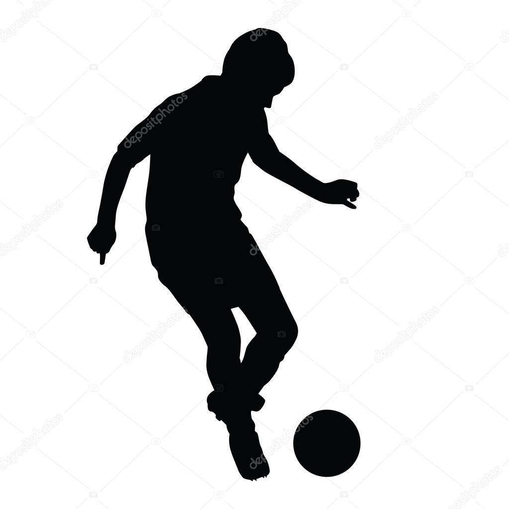 1024x1024 Young Soccer Player Passes The Ball Silhouette, Kid Plays Soccer