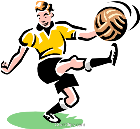 480x443 Soccer Player Kicking Ball Royalty Free Vector Clip Art