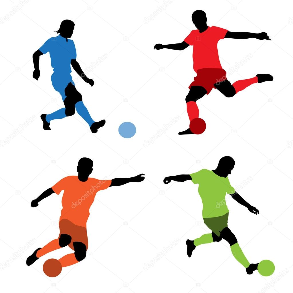 1024x1024 Four Soccer Players Silhouettes Stock Vector Katarinka