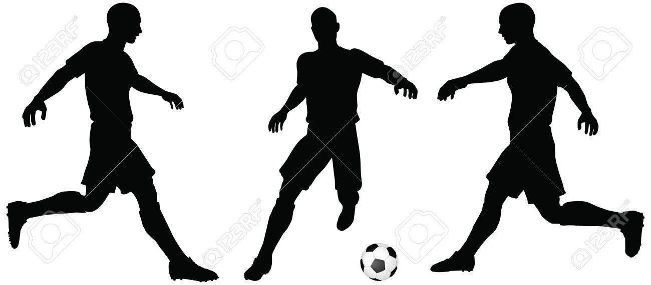 1300x571 Isolated Poses Of Soccer Players Silhouettes In Running Position