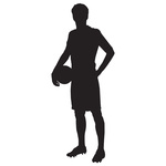 150x150 Silhouette Of Soccer Player With Ball Vector Image