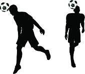 170x147 Clipart Of Poses Of Soccer Players Silhouettes In Head Strike