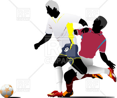 400x336 Colorful Silhouettes Of Soccer Players Fighting For A Ball Royalty