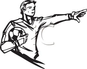 300x237 Captain On A Soccer Team Holding The Ball And Gesturing