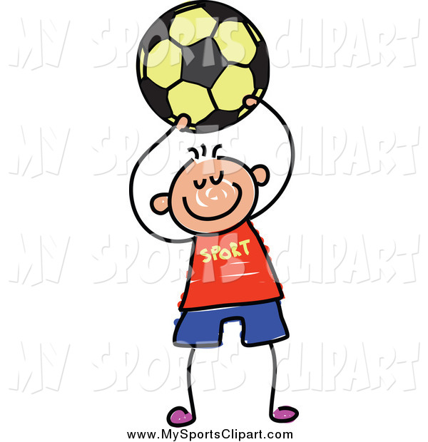 600x620 Sports Clip Art Of A Stick Boy Holding Up A Soccer Ball By Prawny