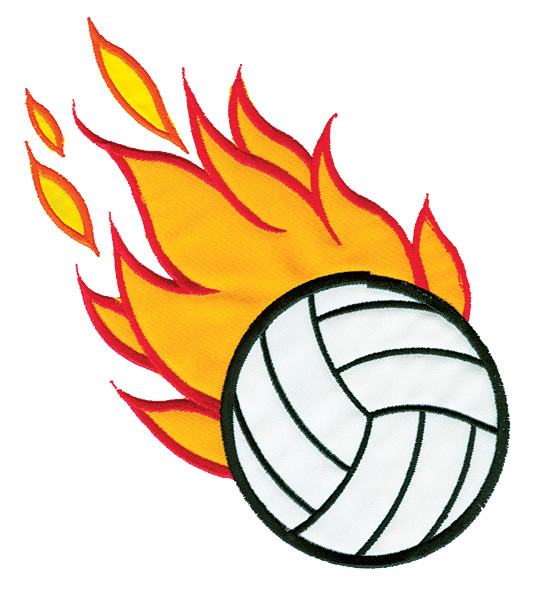 535x600 Flaming Volleyball Clipart