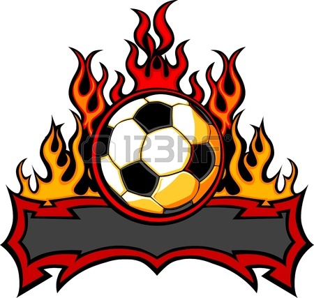 450x427 Graphic Soccer Ball Image Template With Flames Royalty Free