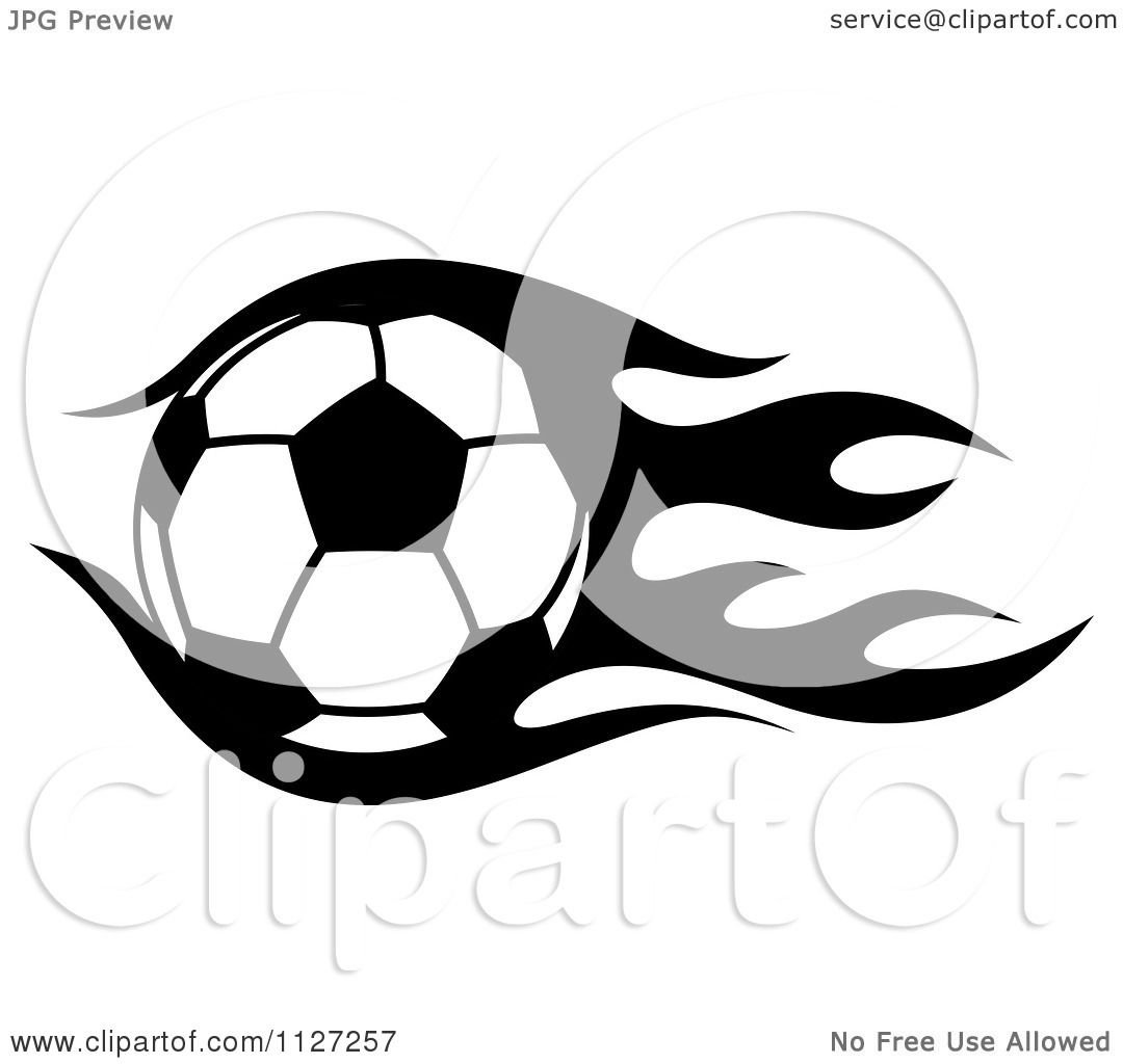 1080x1024 Clipart Of A Black And White Soccer Ball With Tribal Flames 1