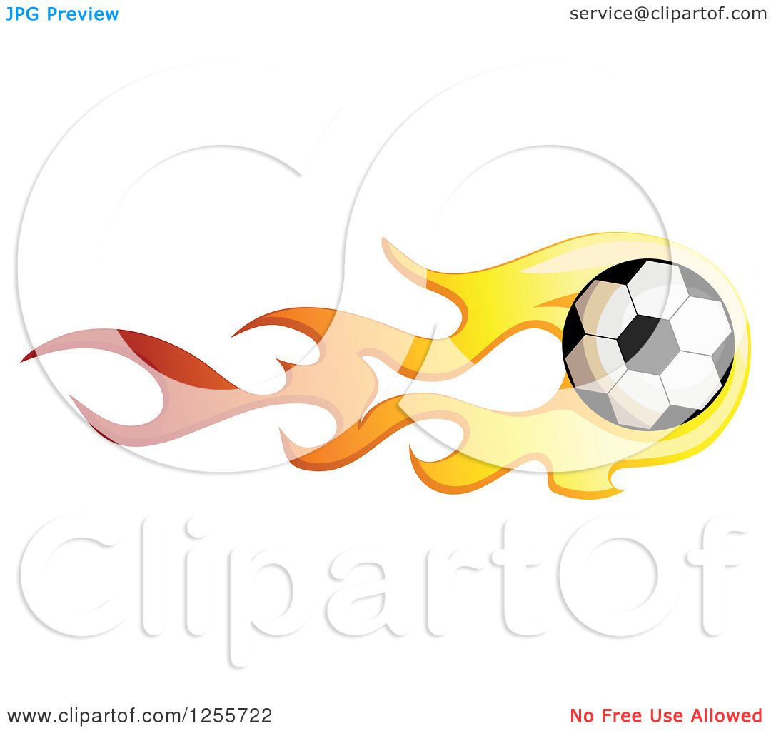 1080x1024 Clipart Of A Soccer Ball With Red And Yellow Flames
