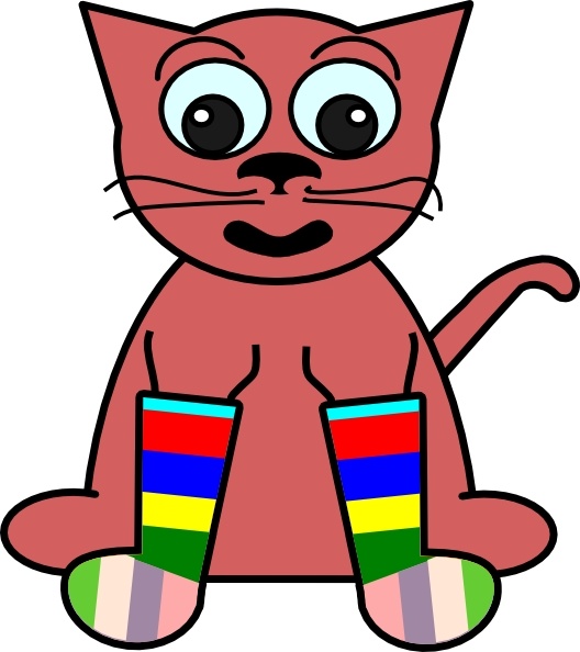 528x594 Cartoon Cat In Rainbow Socks Clip Art Free Vector In Open Office