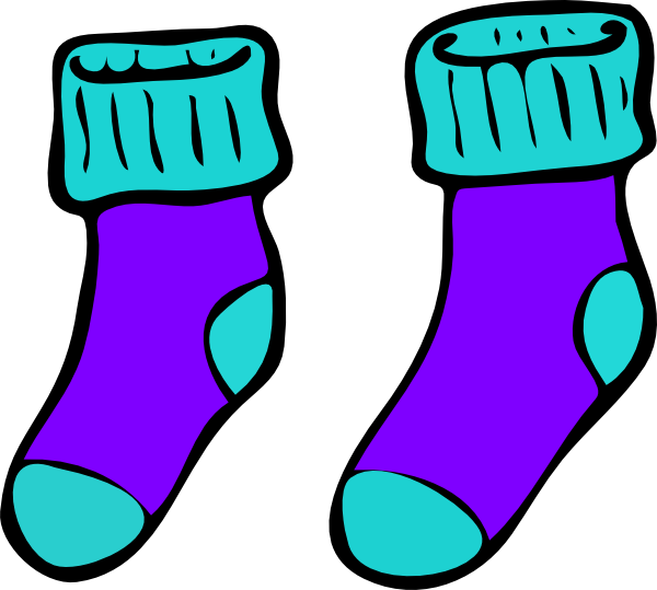 600x539 Turquoise Purple Sock Clip Art
