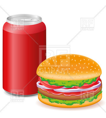 359x400 Hamburger And Soda Can Royalty Free Vector Clip Art Image